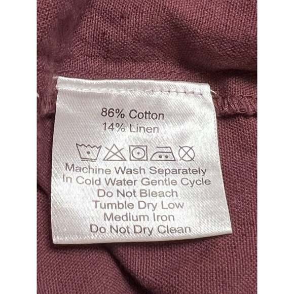 Earthbound Trading Company Top Linen Blend Hooded Small Fringe Geometric S/S - Picture 10 of 16